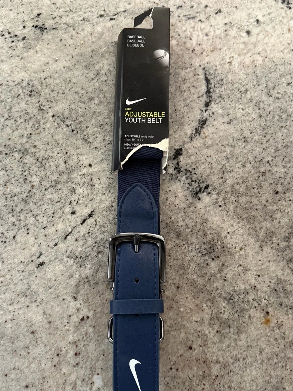 Nike Kids Navy Blue Adjustable Belt with Metal Buckle